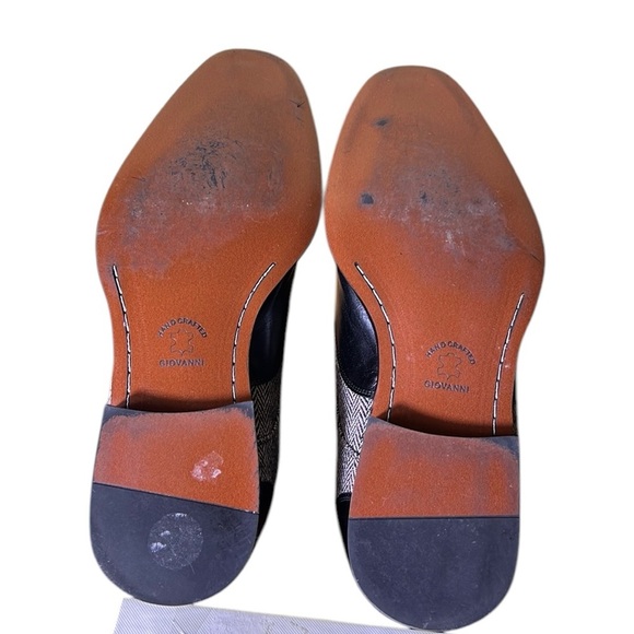 Giovanni 6484 Leather Wingtip Oxford Dress Shoes Black Tweed Men's Size 13 - Picture 10 of 14